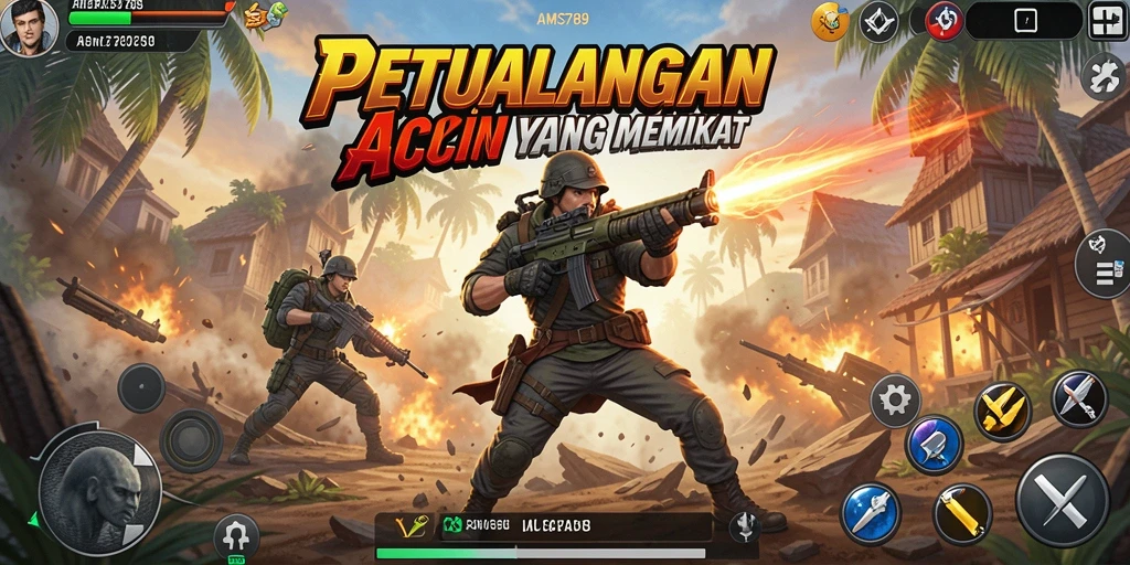 Tampilan mendebarkan dari gameplay Action AMS789 yang seru.