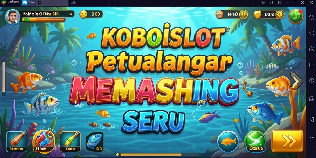 Tampilan screenshot gameplay KOBOISLOT saat memancing ikan besar.