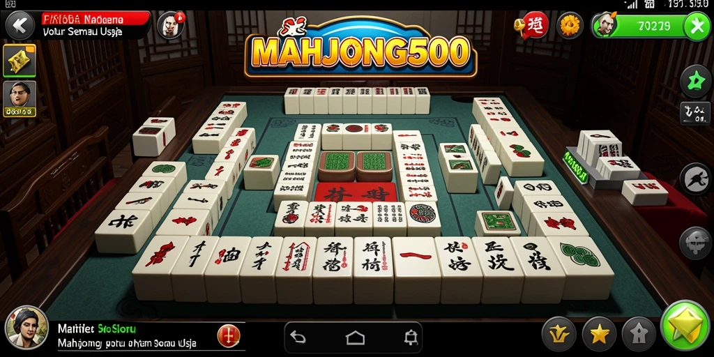 Screenshot utama MAHJONG500 menampilkan gameplay Mahjong yang seru dan mendebarkan.