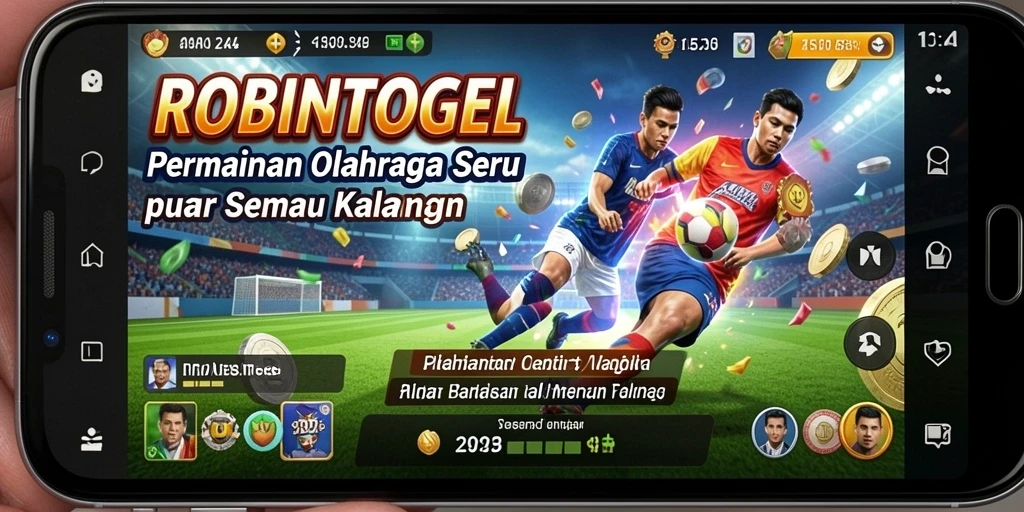 Tampilan gameplay seru di ROBINTOGEL dengan aksi olahraga nyata.
