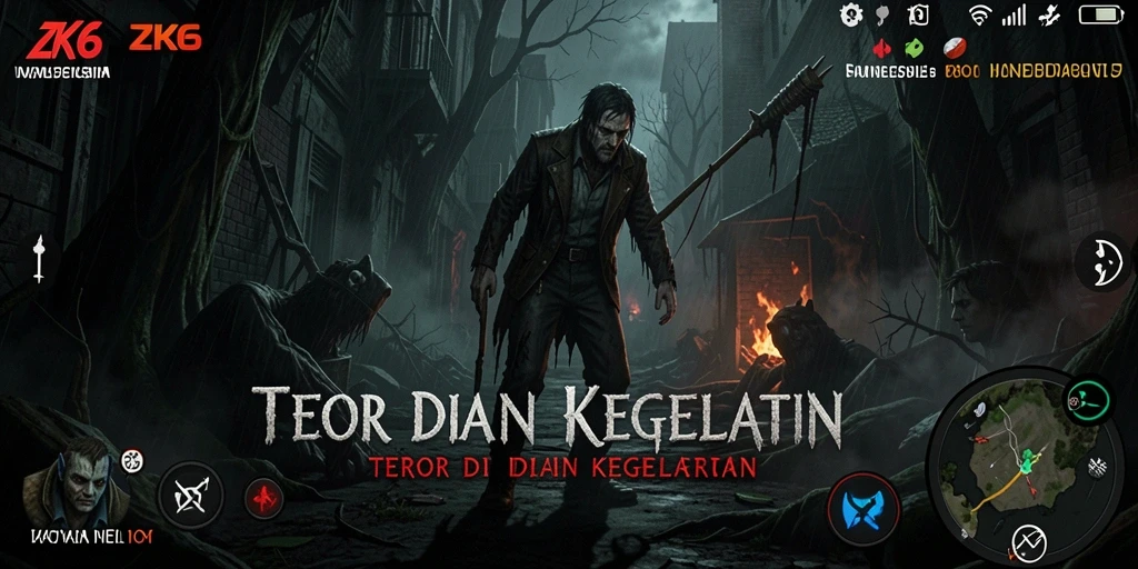 Screenshot gameplay ZK6 menampilkan suasana Horror yang mencekam.